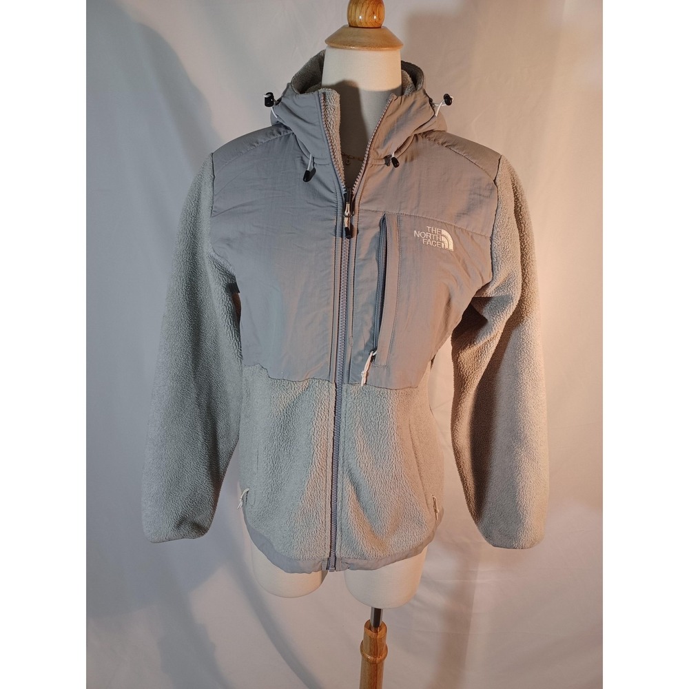 The North Face Jacket Womens Medium Gray Hooded Fleece Softshell Zip Pockets
